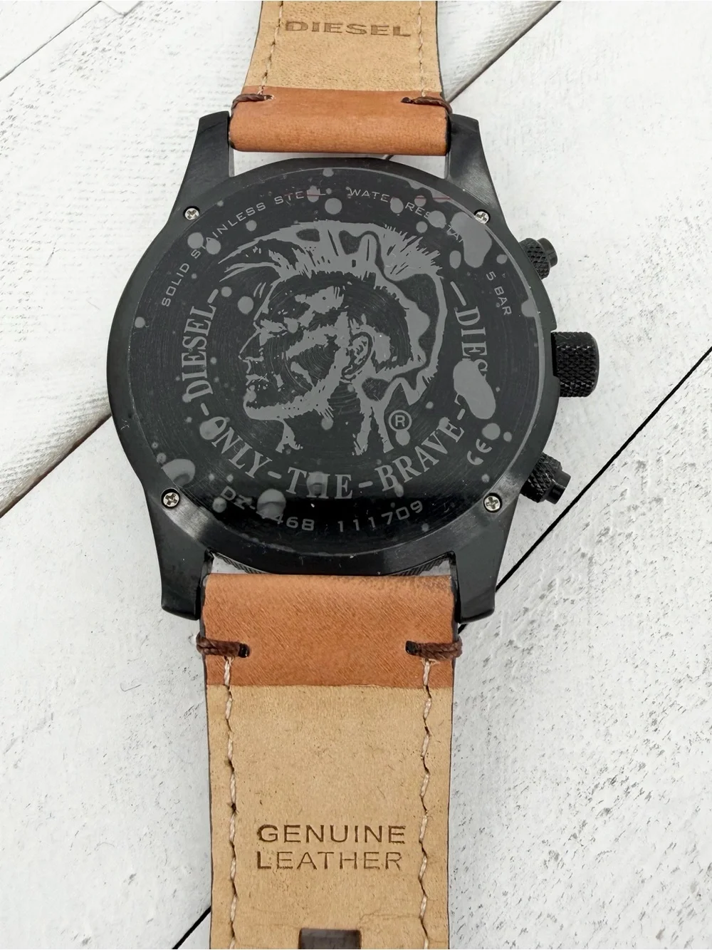 NWT Diesel Rasp Chronograph Leather Men's Watch DZ4468